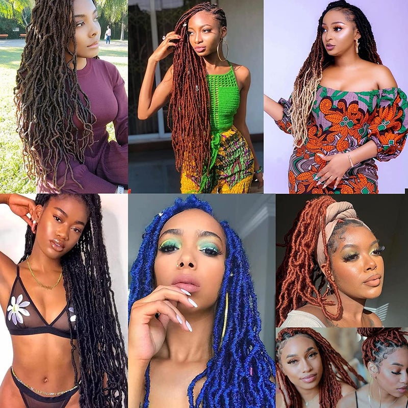 ZRQ 24 Inch New Faux Locs Hair 2Packs Natural Black Curly Wavy Goddess Soft Locs Crochet Braids Hair Synthetic Hair Extensions for Women (24 Inch, 1B#) - Image 5